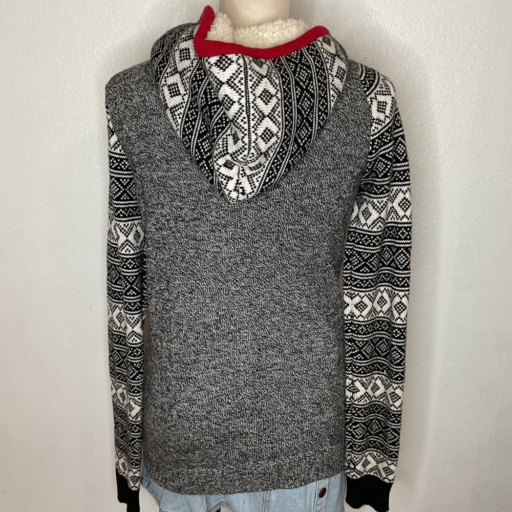 Nordic Fair Isle Zip Up Hoodie Cardigan Sweater - Picture 4 of 16